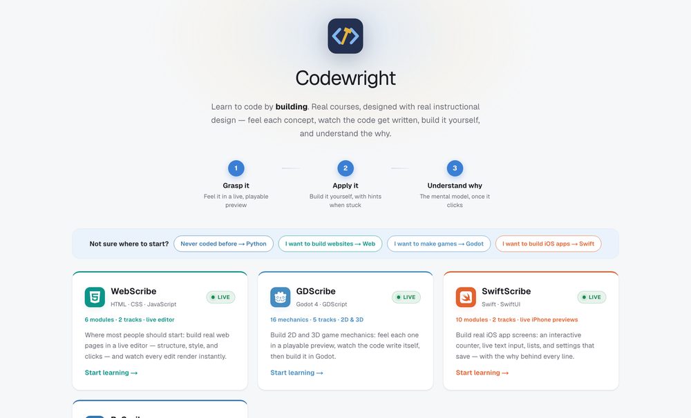 Codewright — learn to code by building