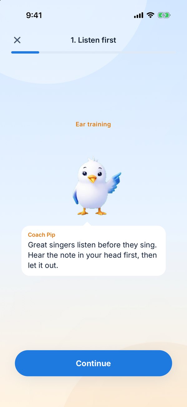 Coach Pip lesson screen
